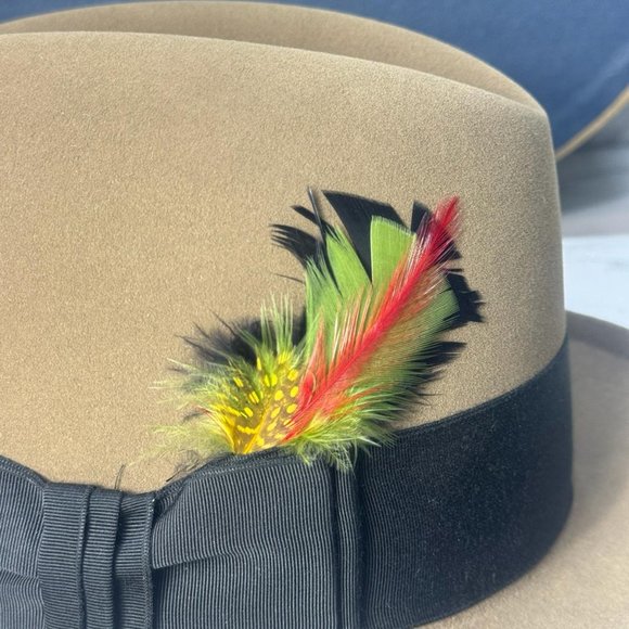 Vintage Brooks Brothers Fedora Hat Size 7 Felt Feather Band - Picture 7 of 11